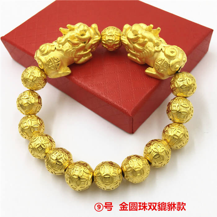 PULSERA DE PI-YUN CON BOLA DE BUDA EN COLOR ORO
