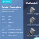 CARGADOR RÁPIDO CELEBRAT C-D05 45W PD (USB-C)