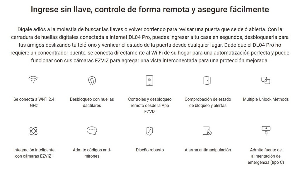 EZVIZ DL04 PRO – CERRADURA INTELIGENTE CON TECLADO TÁCTIL