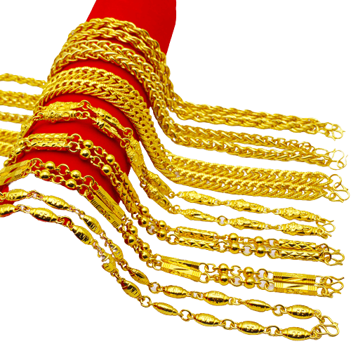 COLLAR CHAPADO EN ORO CADENA DE BAMBÚ CON CUENTAS DE TRANSFERENCIA DE HEBILLA DOBLE