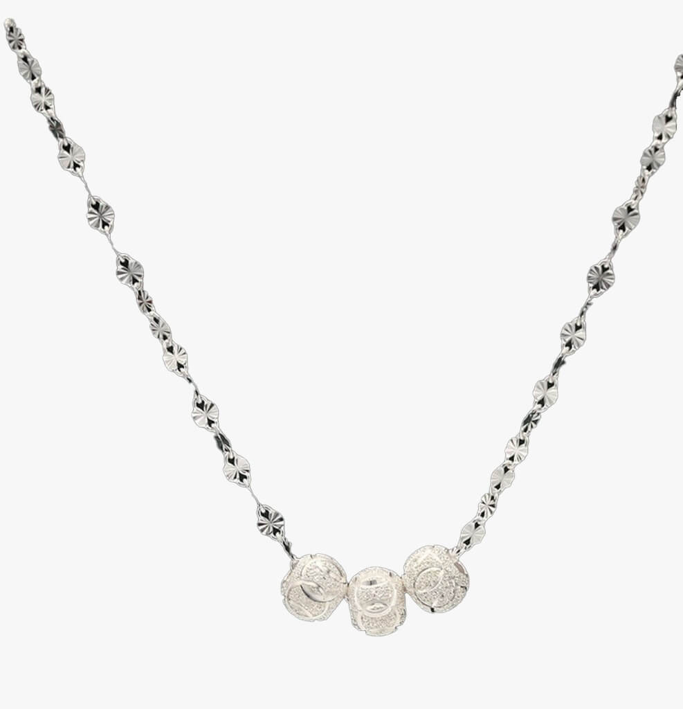 COLLAR DE PLATA  DE DISEÑO NIEVE CON 1 BOLITA