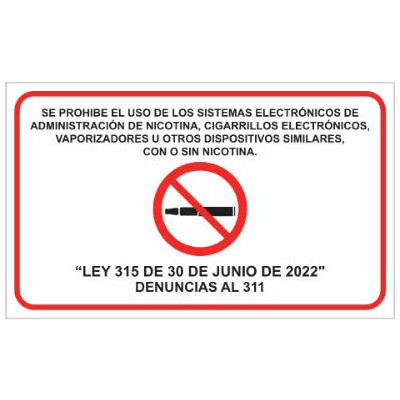 LETRERO PROHIBIDO VAPORIZADORES