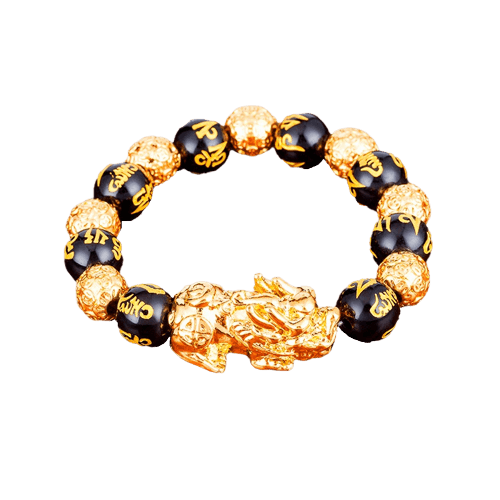 PIXIU 7 CHAPADO EN ORO ORO MANTRA DE SEIS CARACTERES 12MM153