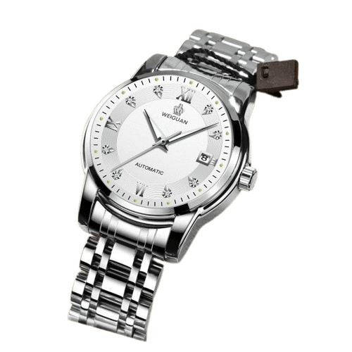 RELOJ MECÁNICO CON CALENDARIO LUMINOSO Y IMPERMEABLE 728 PLATEADO