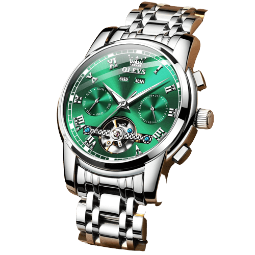 RELOJ OLEVS 6607 CORREA ACERO VERDE