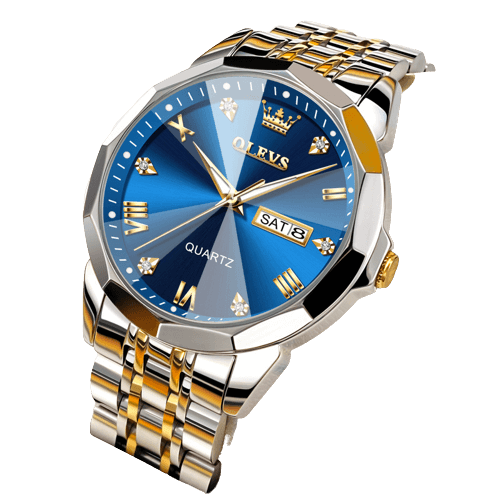 RELOJ OLEVS 9931 CORREA ACERO AZUL DORADO
