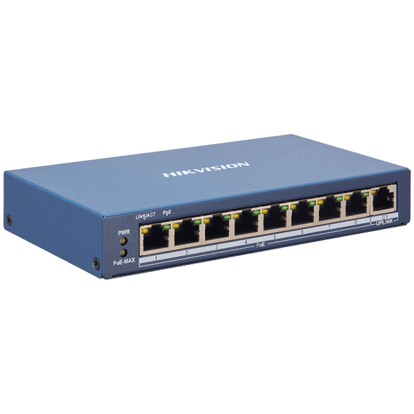 HIKVISION SWITCH POE - 8 PUERTOS POE 10/100 / 1 PUERTOS GIGABIT COMBO / 60W DS-3E1309P-EI-M