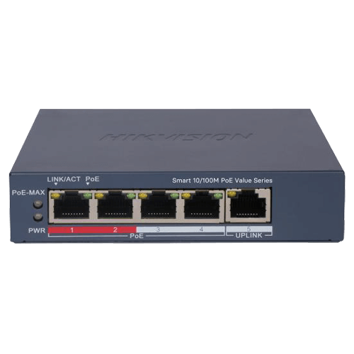 HIKVISION SWITCH POE - 4 PUERTOS POE 10/100 / 1 PUERTOS 10/100 COMBO / 45W DS-3E1105P-EI-M