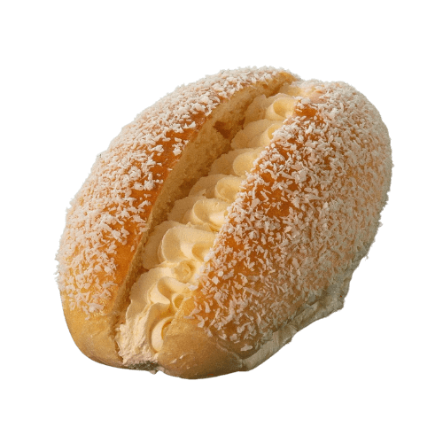 Pan relleno de crema con coco 