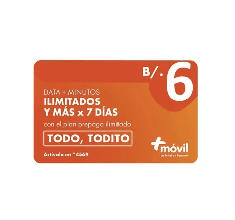 TARJETA MÁS MOVIL DE 6