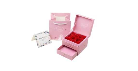 CAJA DE REGALO ROSA DE FLORES PRESERVADAS DE LUJO ROSA