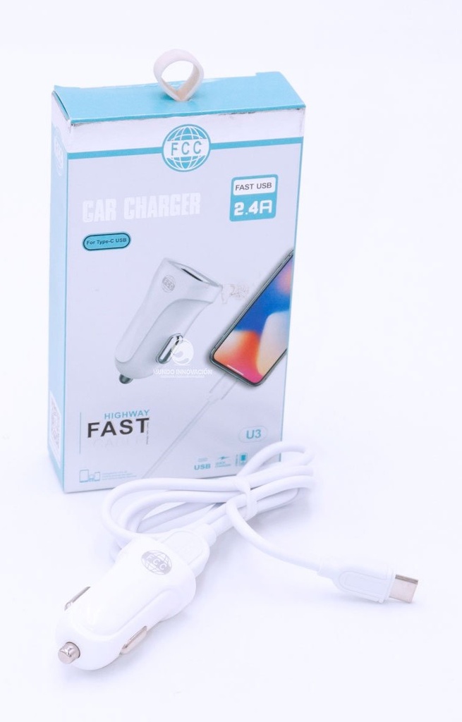 CARGADOR PARA AUTO FCC TIPO C USB U3