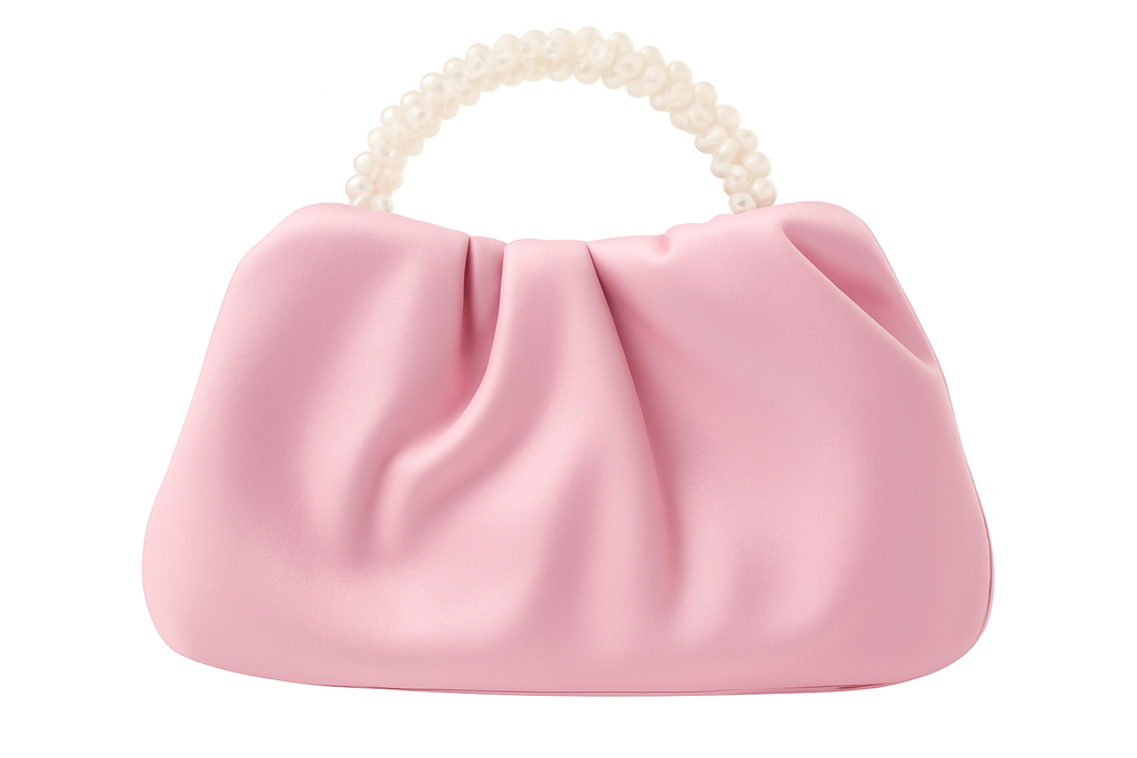 CARTERA DE NOCHE CHICA LISA CON ASA DE PERLAS