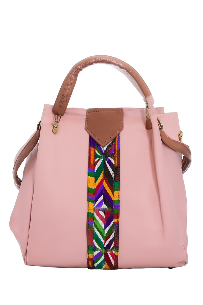 SET DE CARTERA MEDIANA CON FRANJA DE COLORES 4PZA