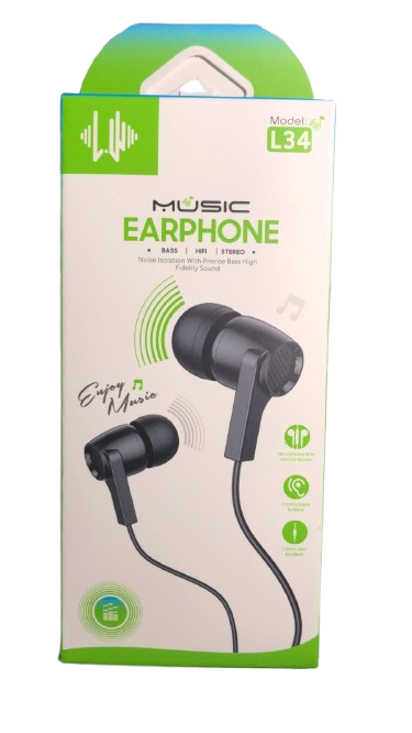 AUDÍFONOS MUSIC EARPHONE L34 – BASS HIFI STEREO 