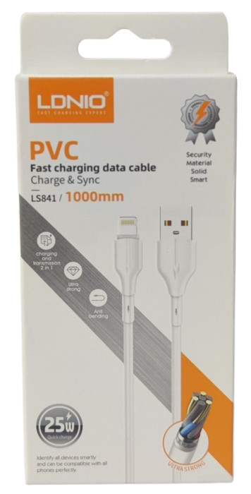 CABLE DE CARGA RÁPIDA LDNIO LS841 – USB A LIGHTNING (1 M) 