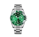 Reloj de cuarzo con correa de acero y calendario verde Y0343