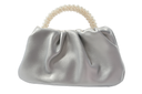 CARTERA DE NOCHE CHICA LISA CON ASA DE PERLAS